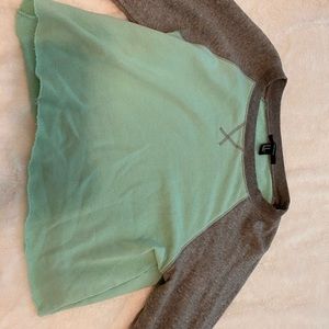 Cropped blue and grey long sleeve